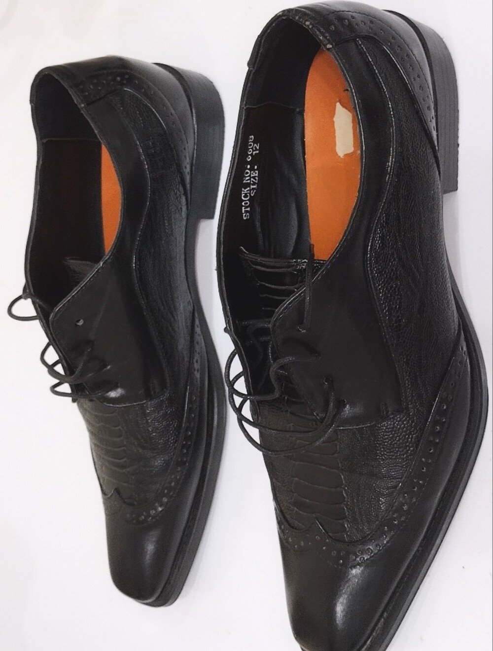 Antonio Cerrelli Sz 12 Men's Black Wingtip Derby Dress Shoes - Classic Lace-Up - Picture 9 of 16